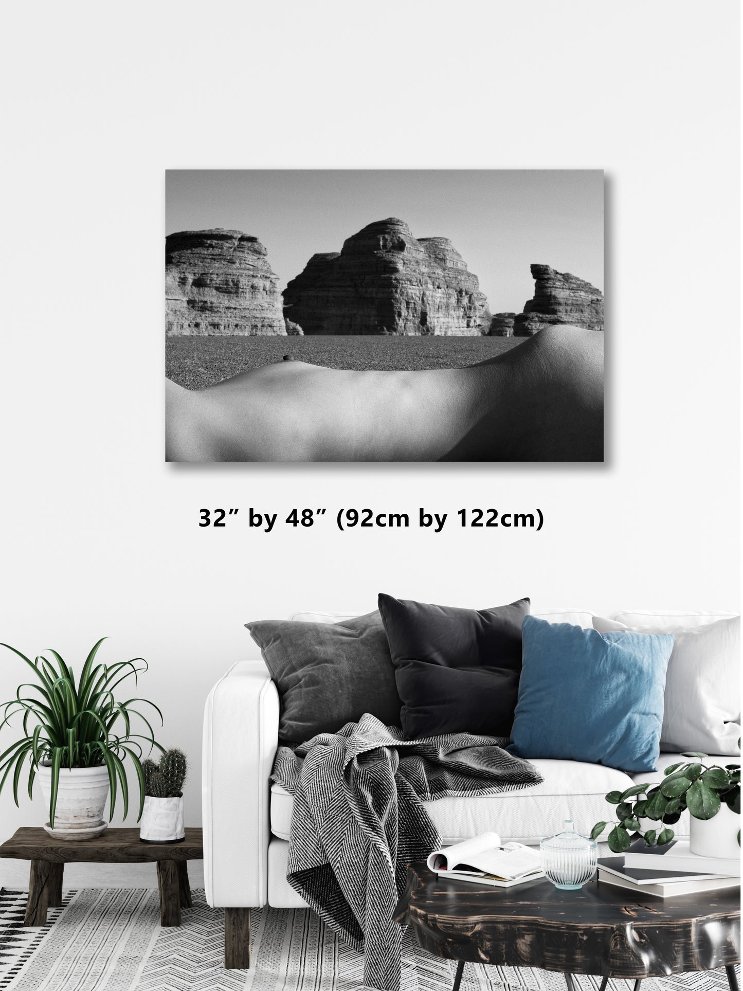 Desert Nude 3 B n W Gloss Print | Art Nude Home Decor | Erotic Wall Art | Sexy Bedroom Decor | Gifts for Him | Nude Art Print | Naked Woman