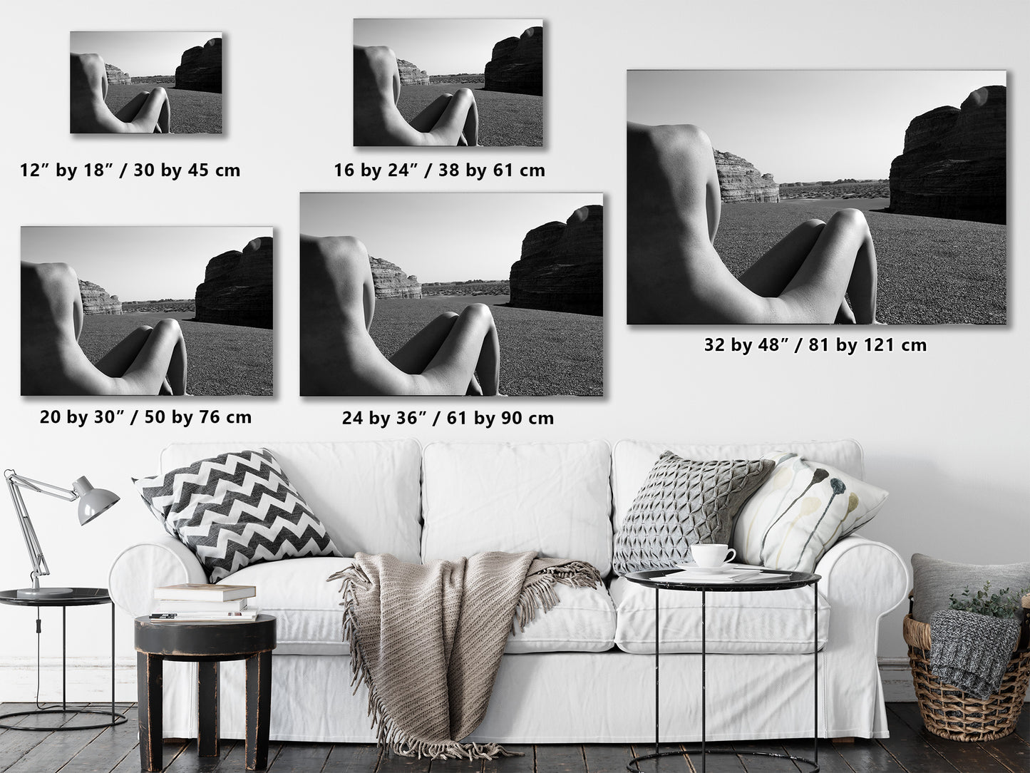 Desert Nude X B n W Gloss Print | Art Nude Home Decor | Erotic Wall Art | Sexy Bedroom Decor | Gifts for Him | Nude Art Print | Female
