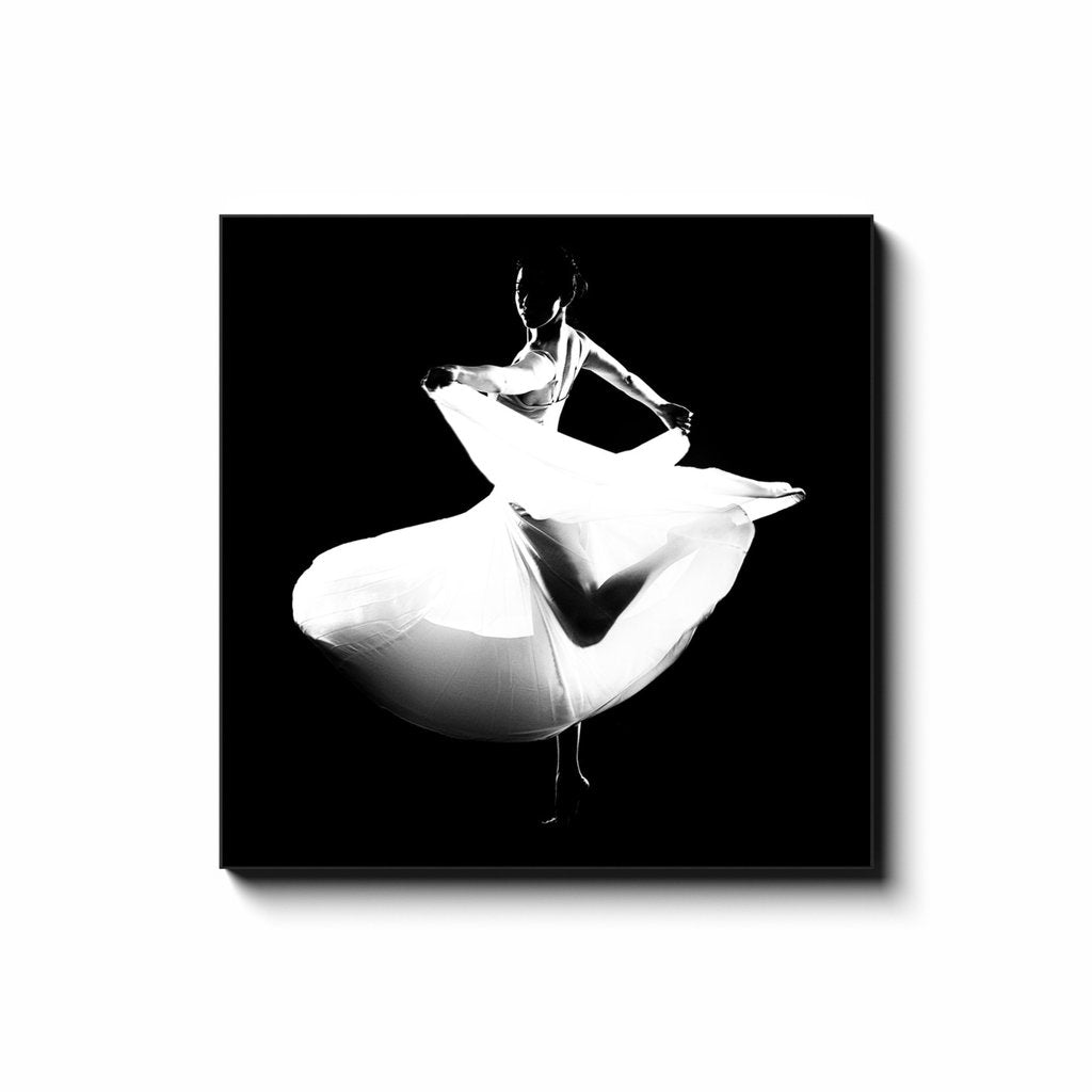 Dancer In A White Dress 3 Square Canvas Print | Contemporary Dance | Dancer Art Photo | Dance Photography | Photography Prints