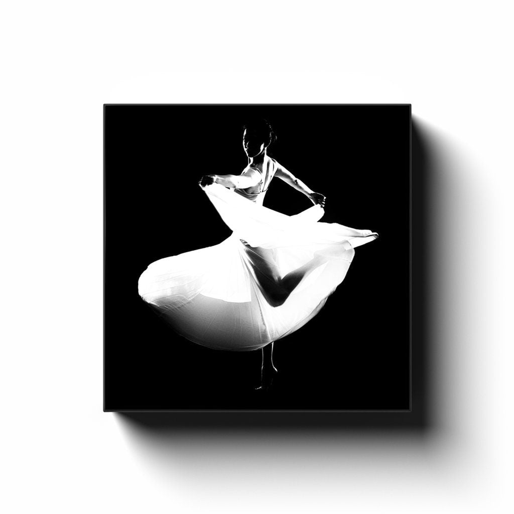 Dancer In A White Dress 3 Square Canvas Print | Contemporary Dance | Dancer Art Photo | Dance Photography | Photography Prints