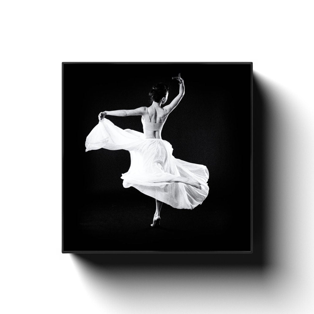 Dancer In A White Dress 2 Square Canvas Print | Contemporary Dance | Dancer Art Photo | Dance Photography | Photography Prints