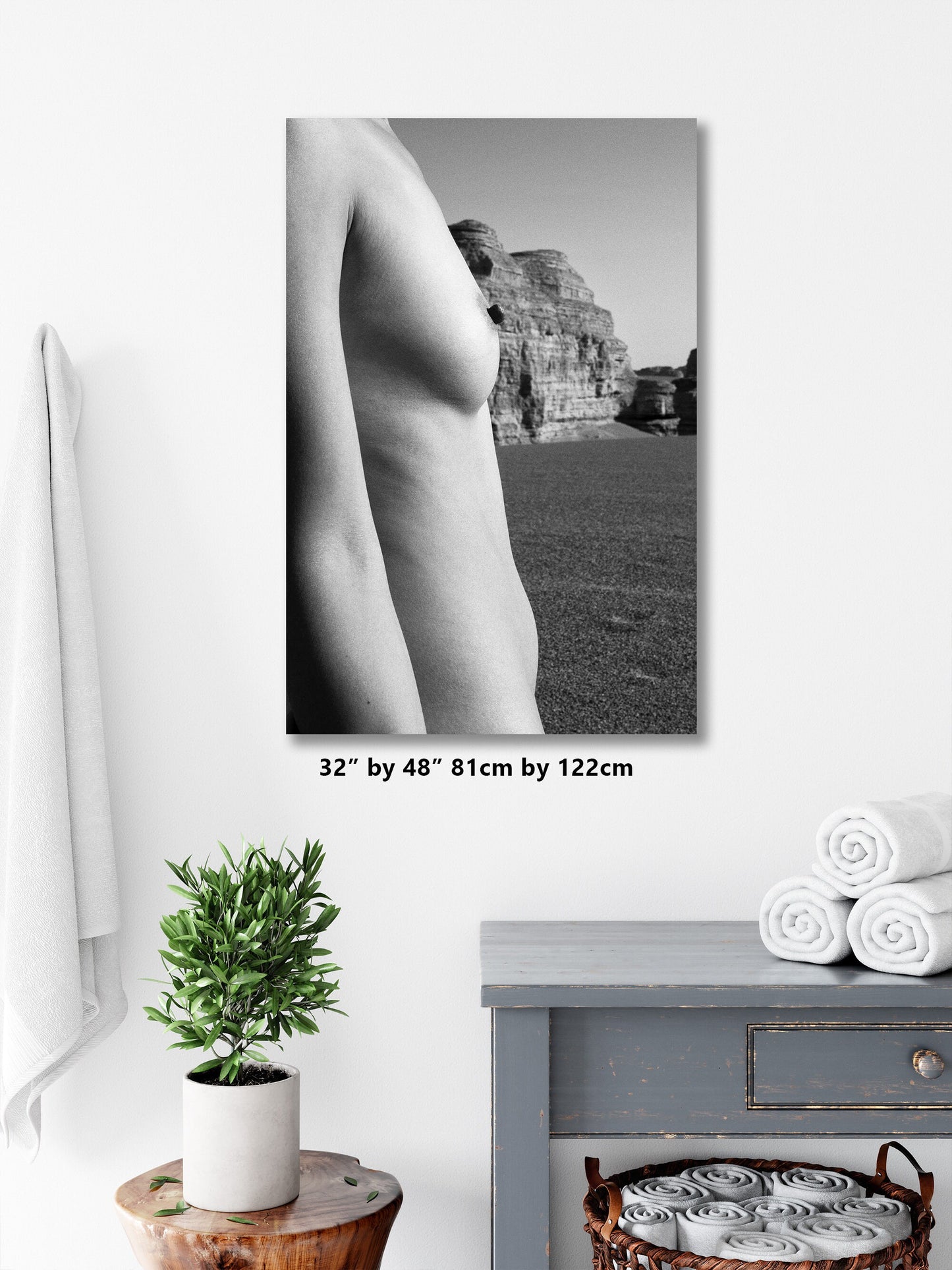 Desert Nude 2 B n W Gloss Print | Art Nude Home Decor | Erotic Wall Art | Sexy Bedroom Decor | Gifts for Him | Nude Art Print | Naked Woman