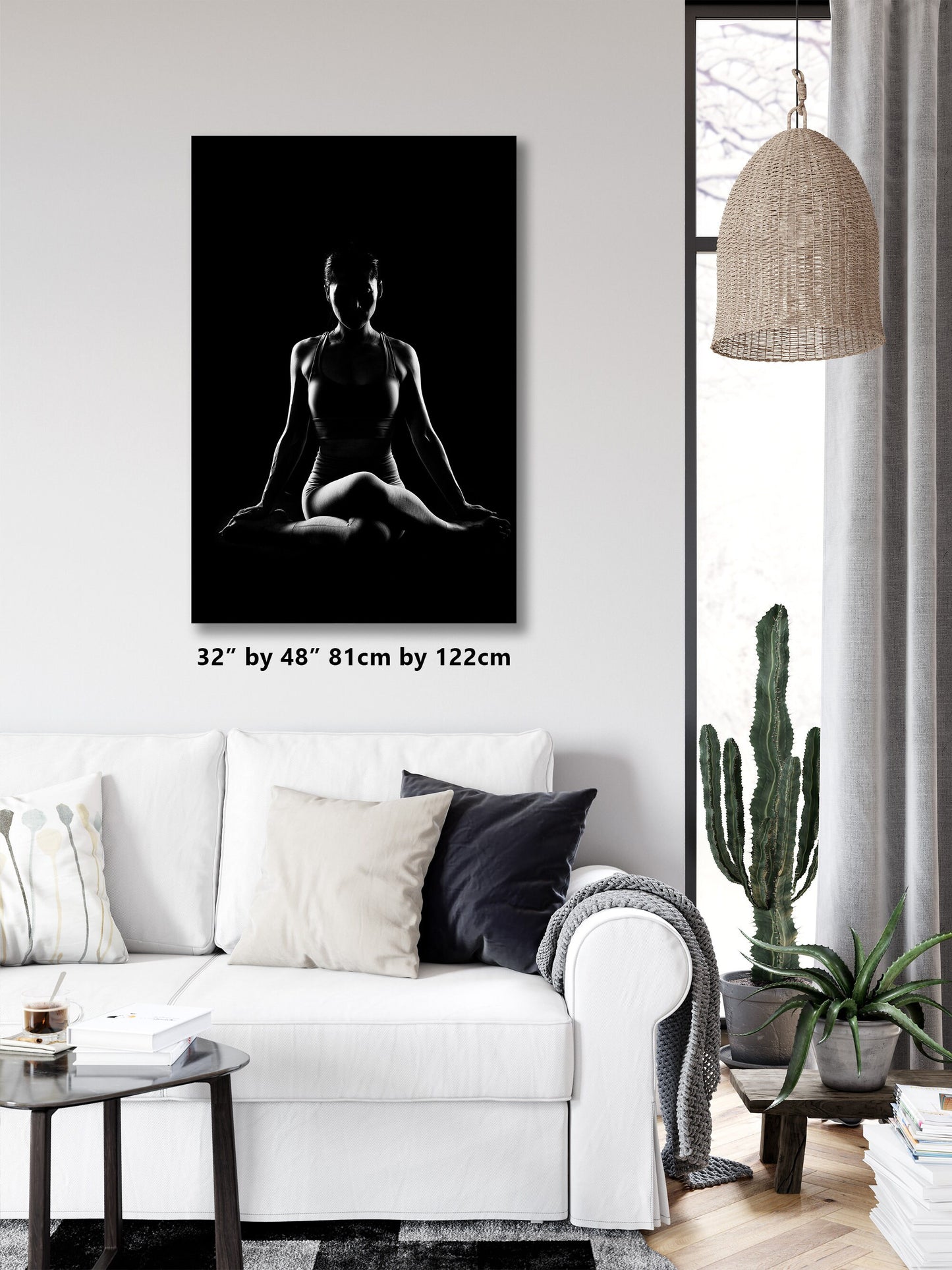 Yoga As Art 1 P Cross Leg | Professional Gloss Print | Yoga Pose Wall Art | Yoga Studio Decor | Black And White | Yoga Digital Print