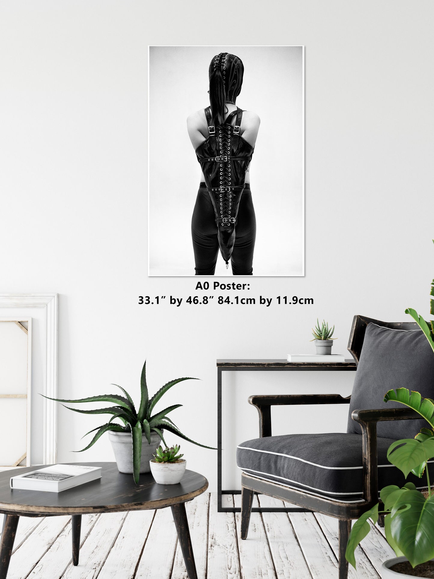 Leather Bondage 8 - B n W Gloss Print | Fetish photography | BDSM Wall Art | Erotic Art Print | Bondage Photo | Sexy Bedroom Decor | Woman