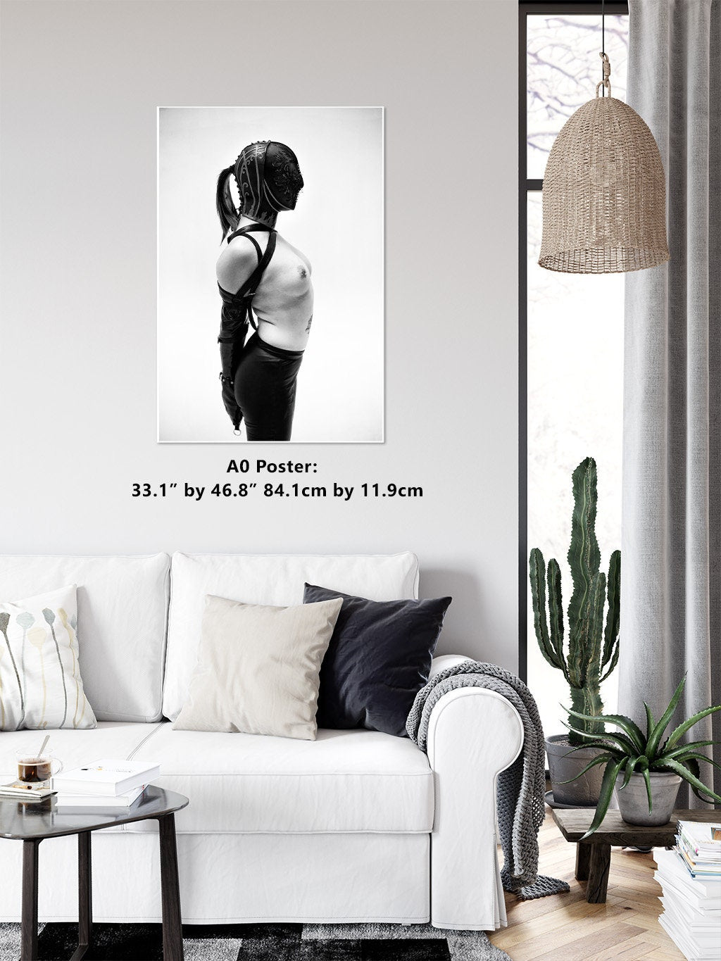 Leather Bondage 5 - B n W Gloss Print | Fetish photography | BDSM Wall Art | Erotic Art Print | Bondage Photo | Sexy Bedroom Decor | Woman