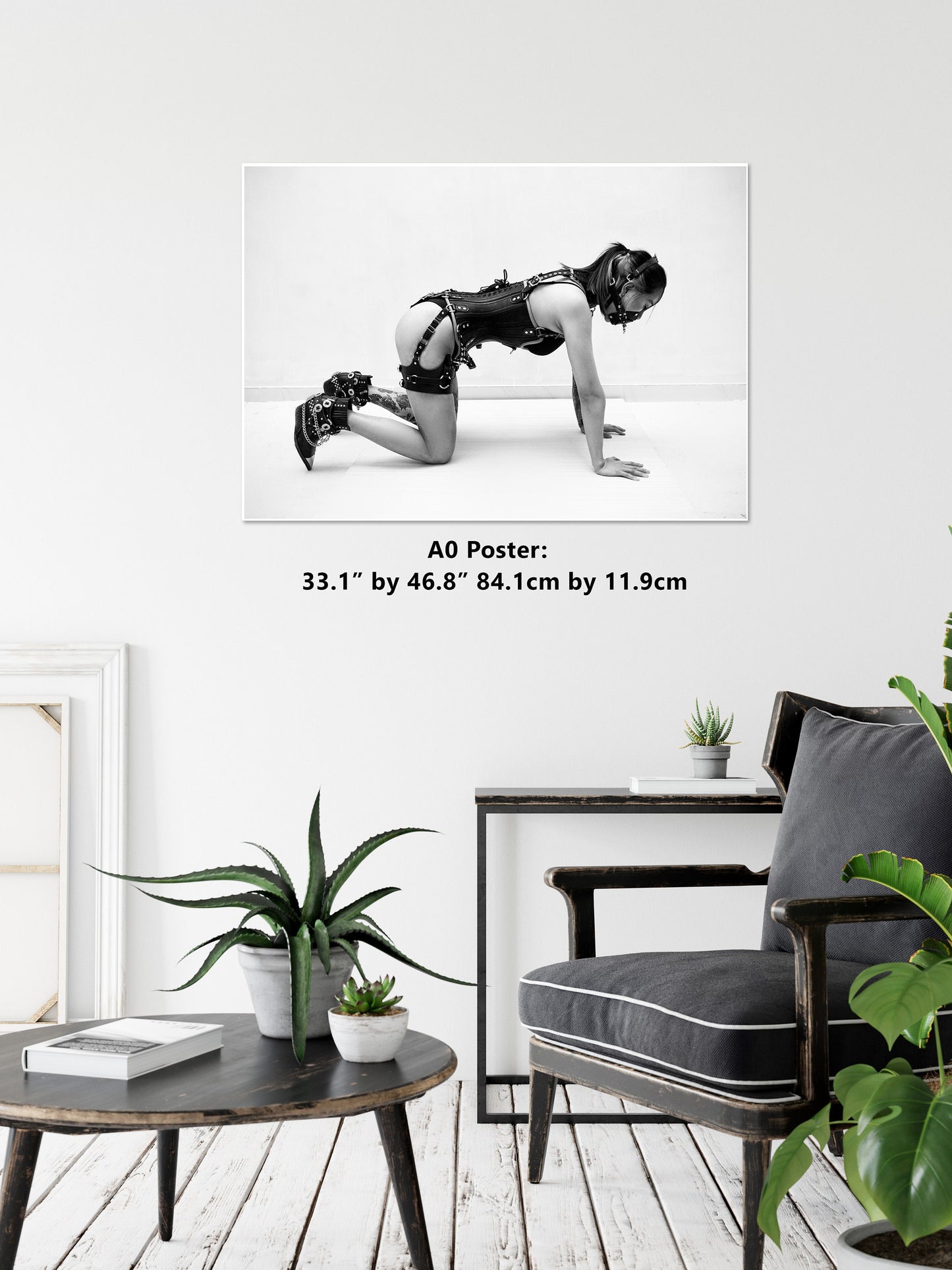 Leather Bondage X - B n W Gloss Print | Fetish photography | BDSM Wall Art | Erotic Art Print | Bondage Photo | Sexy Bedroom Decor | Woman