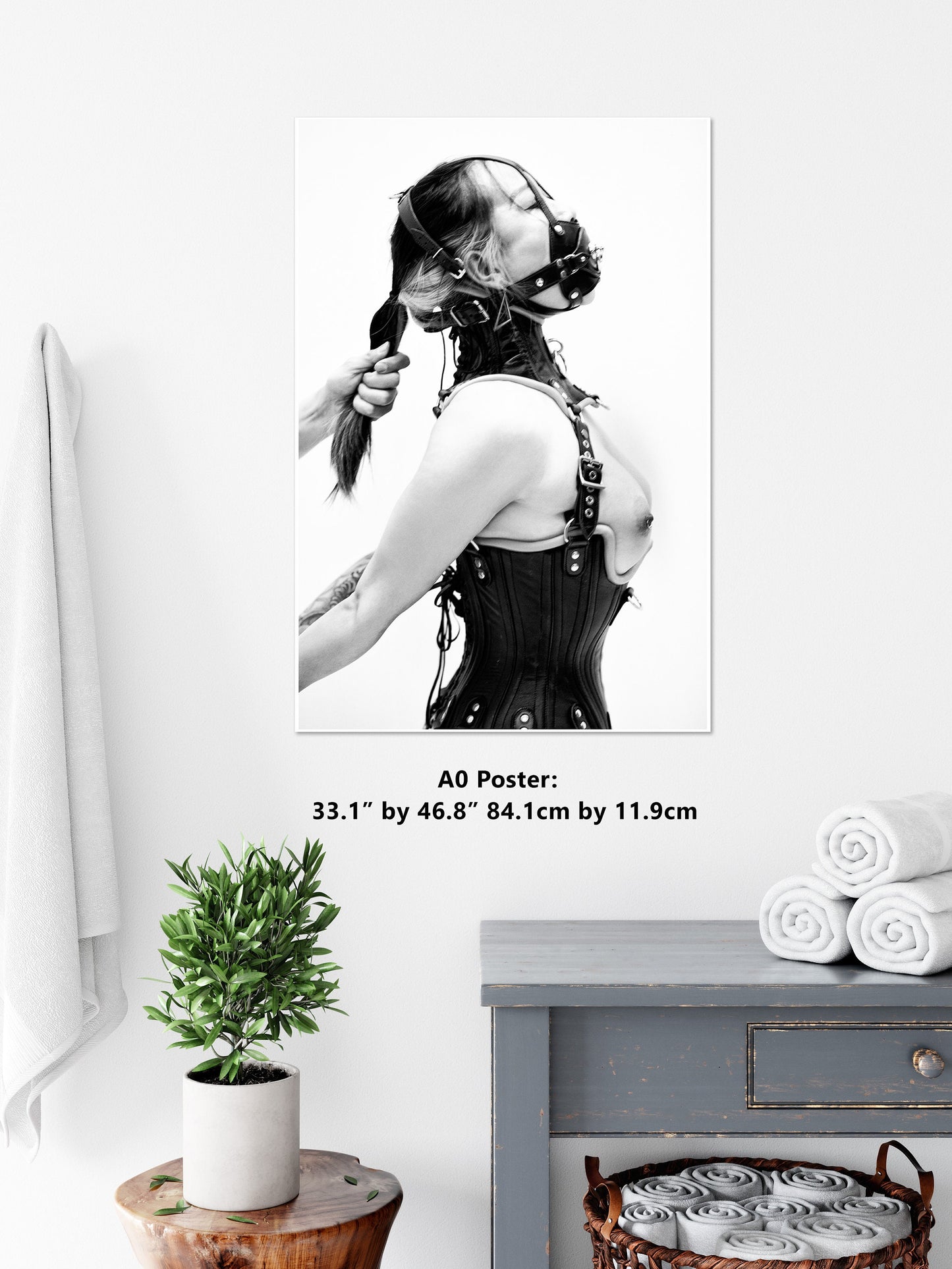 Leather Bondage 3 - B n W Gloss Print | Fetish photography | BDSM Wall Art | Erotic Art Print | Bondage Photo | Sexy Bedroom Decor | Woman