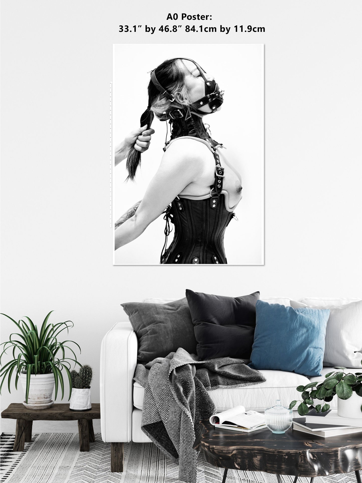 Leather Bondage 3 - B n W Gloss Print | Fetish photography | BDSM Wall Art | Erotic Art Print | Bondage Photo | Sexy Bedroom Decor | Woman