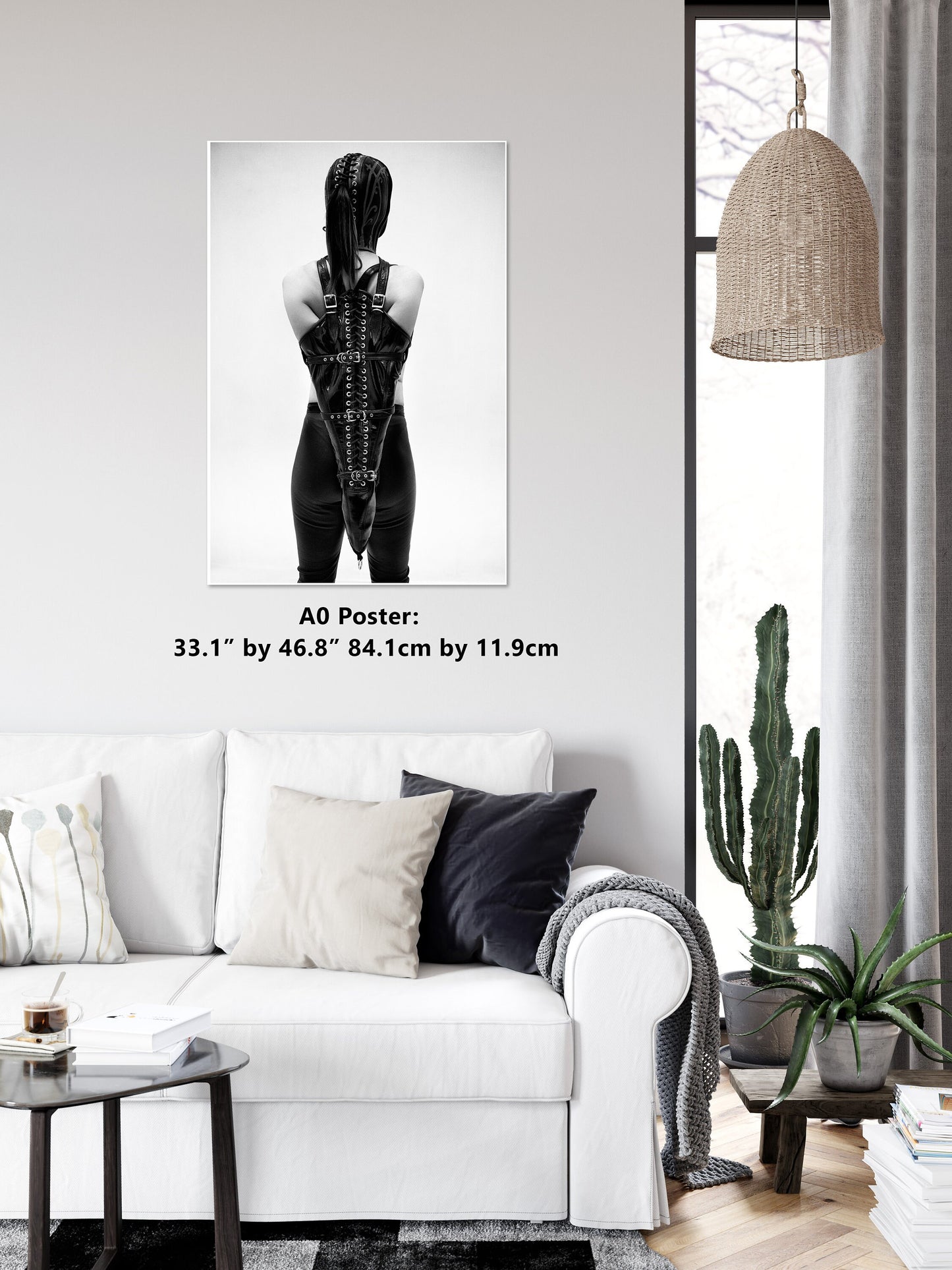Leather Bondage 8 - B n W Gloss Print | Fetish photography | BDSM Wall Art | Erotic Art Print | Bondage Photo | Sexy Bedroom Decor | Woman