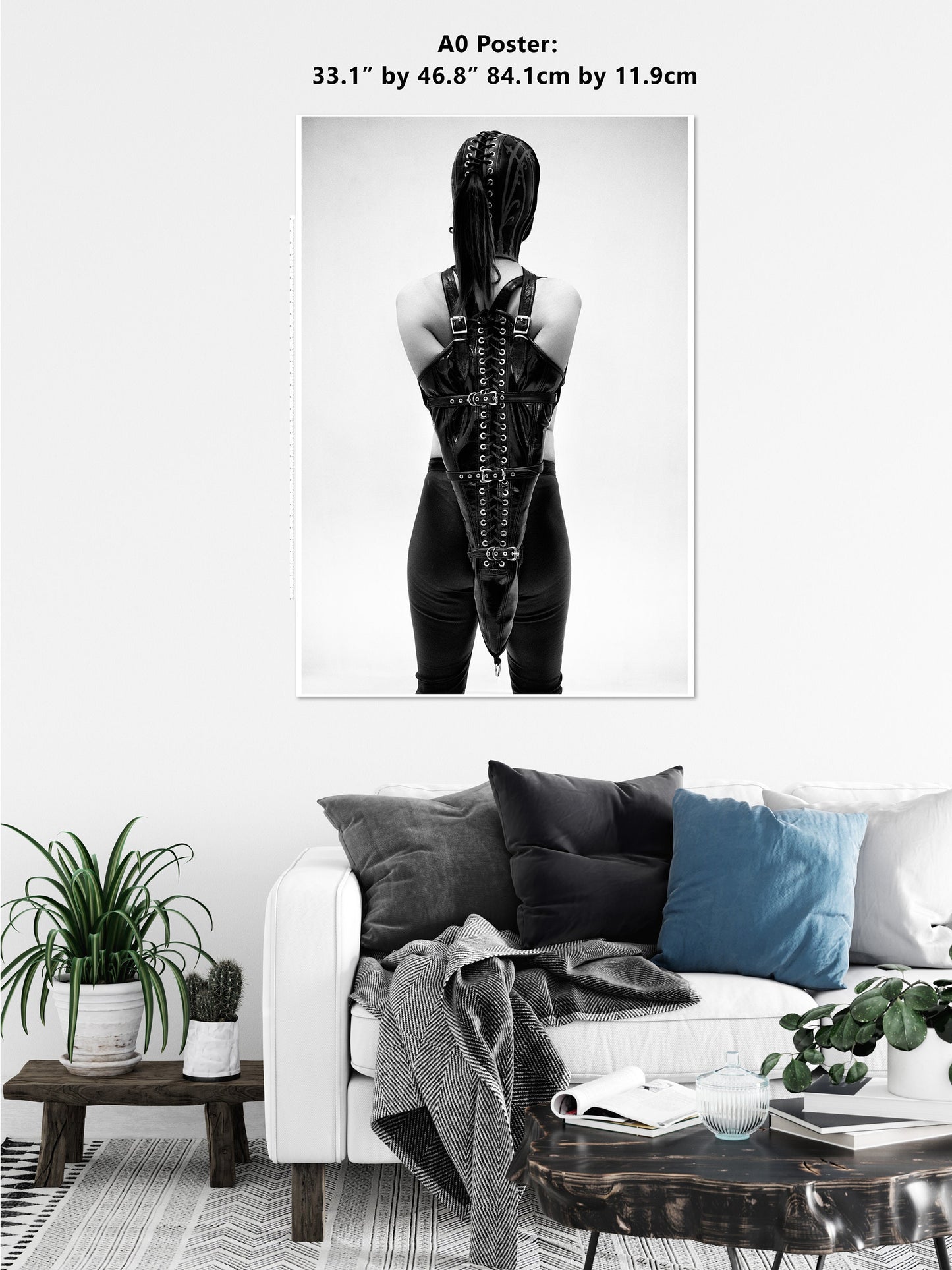 Leather Bondage 8 - B n W Gloss Print | Fetish photography | BDSM Wall Art | Erotic Art Print | Bondage Photo | Sexy Bedroom Decor | Woman