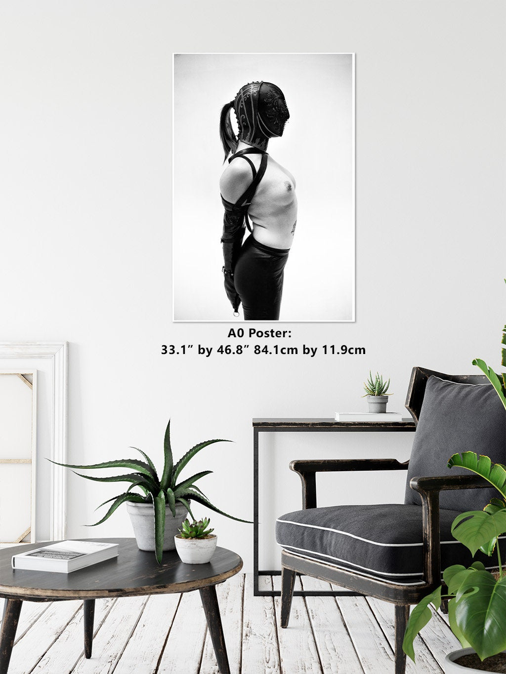 Leather Bondage 5 - B n W Gloss Print | Fetish photography | BDSM Wall Art | Erotic Art Print | Bondage Photo | Sexy Bedroom Decor | Woman