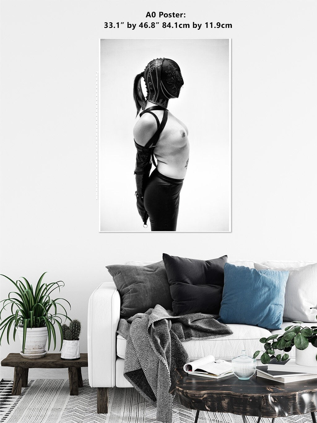 Leather Bondage 5 - B n W Gloss Print | Fetish photography | BDSM Wall Art | Erotic Art Print | Bondage Photo | Sexy Bedroom Decor | Woman