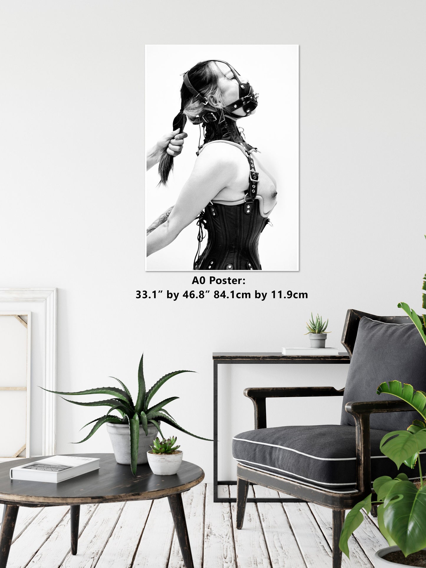 Leather Bondage 3 - B n W Gloss Print | Fetish photography | BDSM Wall Art | Erotic Art Print | Bondage Photo | Sexy Bedroom Decor | Woman