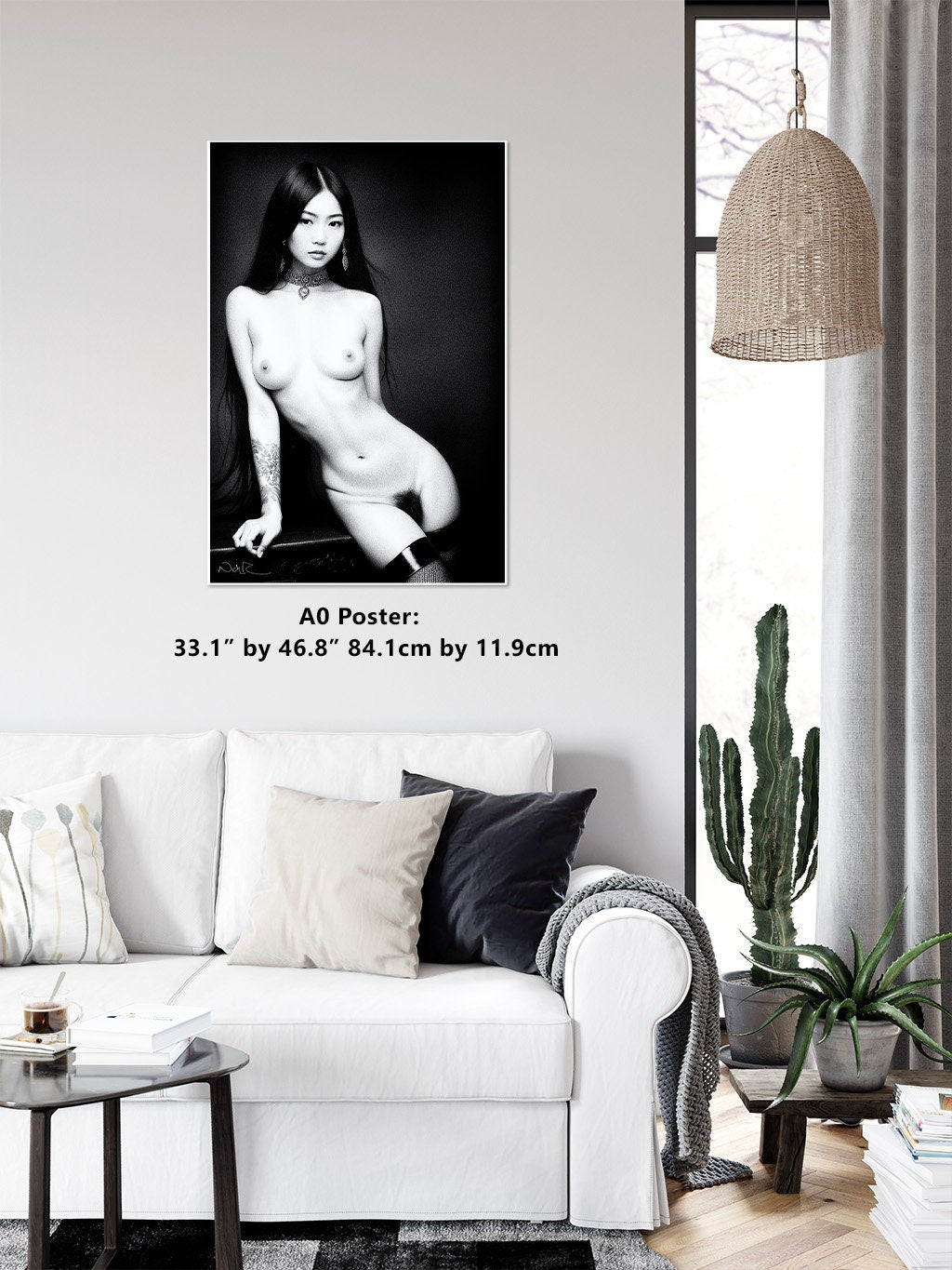 Kyoto Erito 6 | Professional Gloss Print | Photography Wall Art | Black and White | Nude Female | Sensual Art Women Print | Mature Content