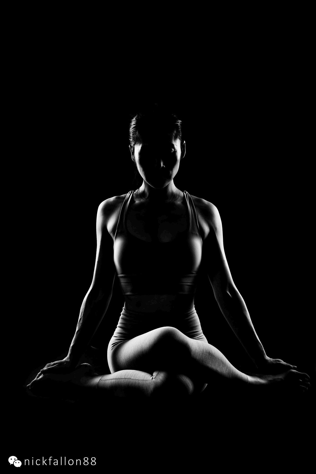 Yoga As Art 1 P Cross Leg | Professional Gloss Print | Yoga Pose Wall Art | Yoga Studio Decor | Black And White | Yoga Digital Print